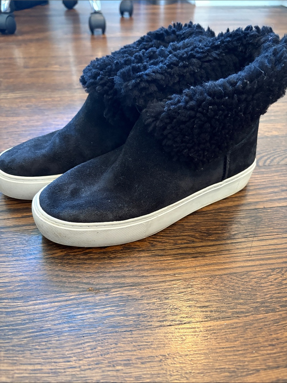 UGG Black Suede Shearling-Lined Slip-On Sneakers